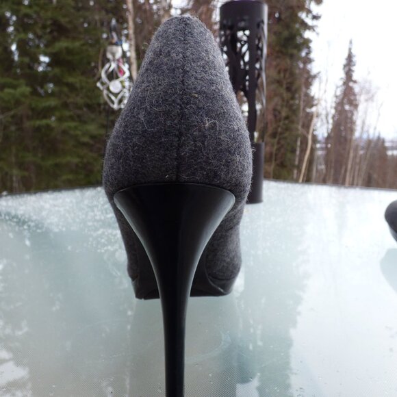 CHRISTIAN SIRIANO GREY FELT LIKE FEELING HIGH HEELS GOTH WEDDING CLUB PARTY 9 - Picture 3 of 14